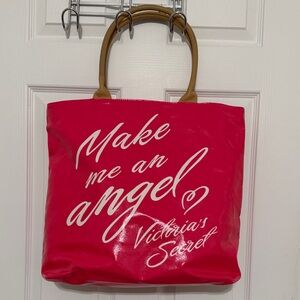 Victoria's Secret Fuchsia Tote with Tan Handles